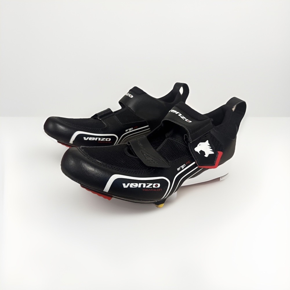 Venzo Ergo‎ Fit Triathlon Cycling Shoes Black Mens 9.5 US 44 EU Cleats Included